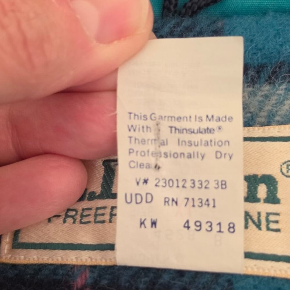 L.L. Bean Women's XL Baxter State Parka Jacket Teal Plaid Wool Lined Hooded USA - Picture 7 of 10